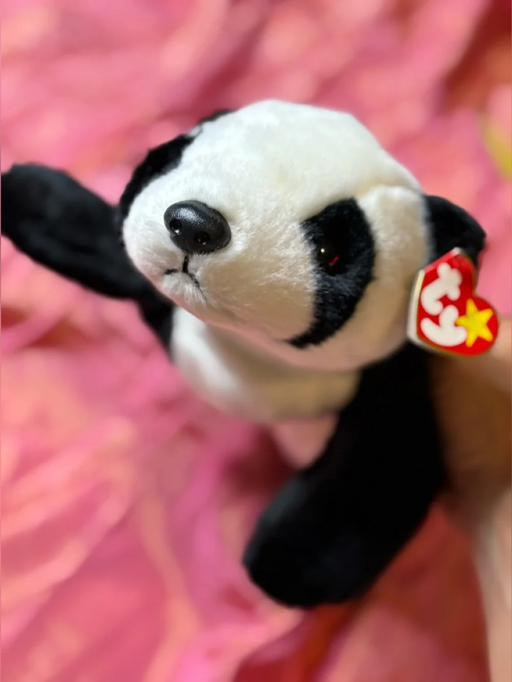 Ty Rare Peking Plush Panda Stuffed Animal Black White Beanie Baby Buddy Toy 14”